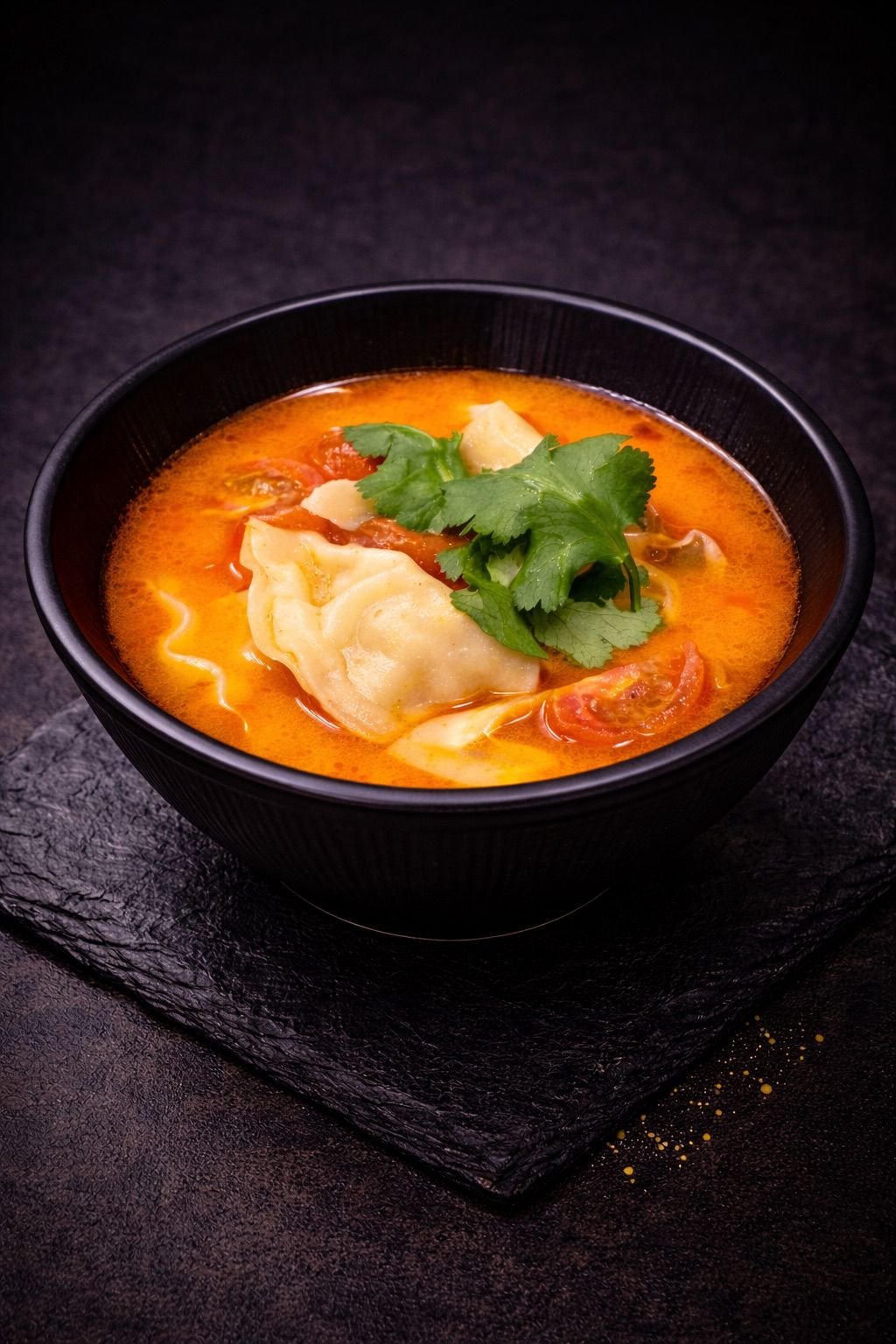 Tom Yum Suppe mit Garnelen Gyoza Tom Yum Suppe mit Garnelen-Gyoza – Bild 1